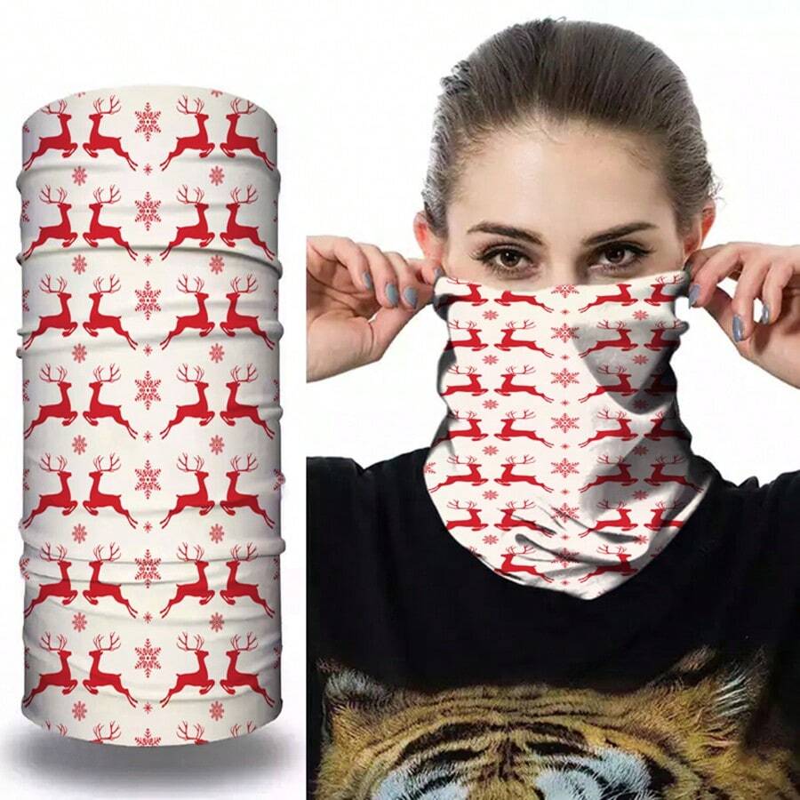 防曬抗UV 1入組聖誕戶外多功能變幻頭巾，男女戶外騎行頭巾口罩和圍頸巾 - 彩色 - 查看 1