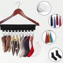 帽子收納夾,襯衫、內衣、襪子收納夾,10個大夾子收納棒球帽,適合收納柜,多功能自粘式便攜式衣夾,魔術帽夾,衣櫥儲物專家 - 黑色 - 查看 2