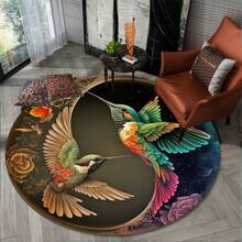 1入圓形花鳥圖案家居裝飾地毯 - 彩色 - 查看 3