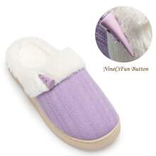 NineCiFun Women's slippers antiskid home cotton slippers memory foam slippers outdoor indoor warm comfortable plush lining bedroom slippers - 紫色 - 查看 8