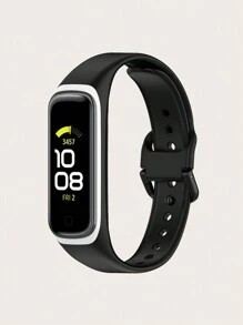 1pc Black And White Sports Style Dual Color Silicone Smart Watch Band Compatible With Samsung Galaxy Fit 2 R220 - Black and White - View 1