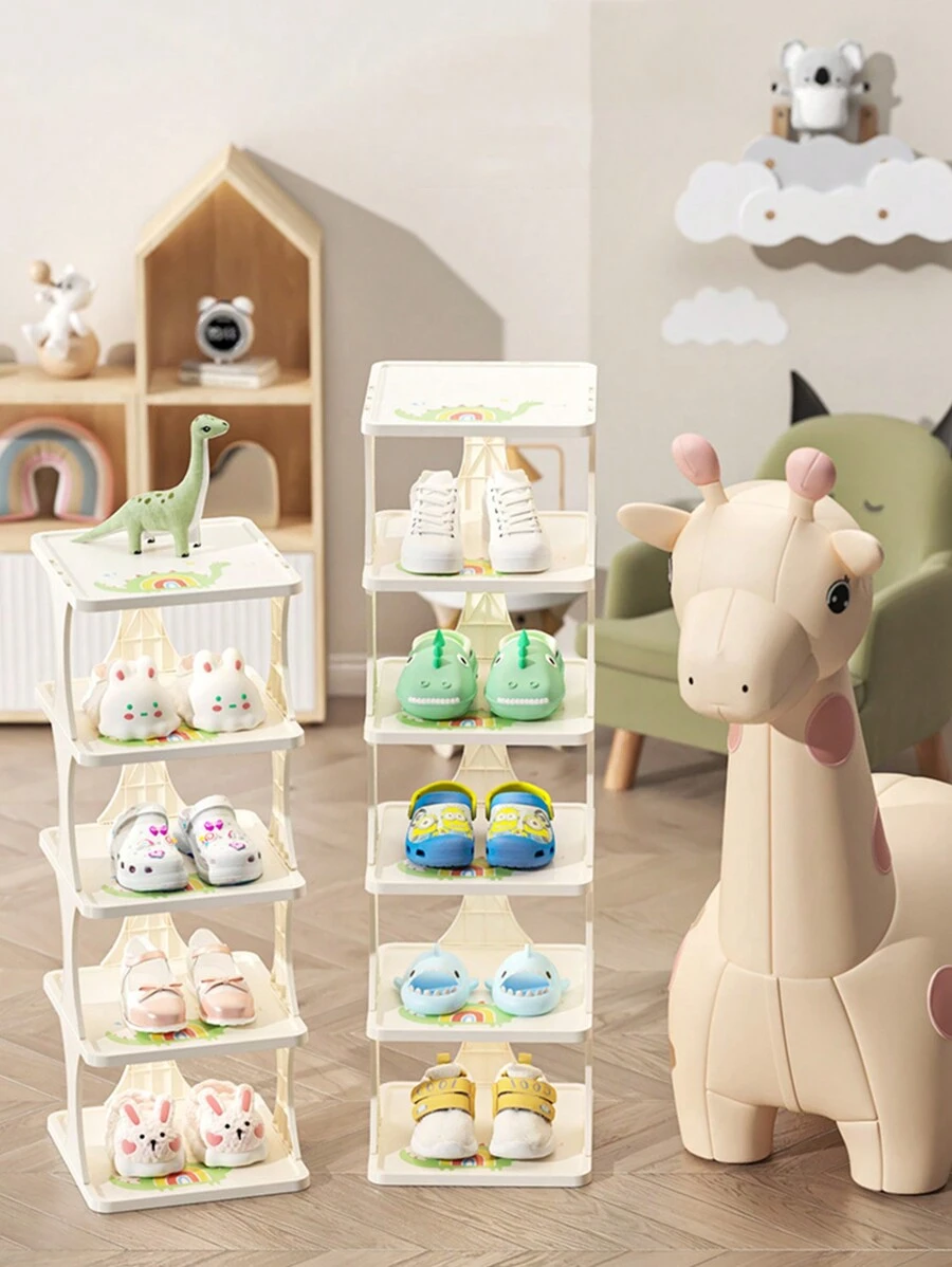 Zapatero Sencillo Para Niños, Organizador De Zapatos De Bebé Multicapa, Estante De Almacenamiento De Zapatos Estrecho Y Compacto, Mini Zapatero Para Entrada De Casa, 1 Ud. - Beis - Ver 1