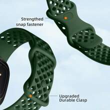 運動手環兼容fitbit Versa 4/versa 3和fitbit Sense/sense 2帶,男女通用,透氣防水替換表帶,適用於sense/sense 2/versa 3/versa 4智慧手錶配件 - 軍綠色 - 查看 3