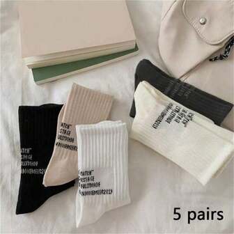 5對男女適用混色堆疊袜,適用於秋冬運動
