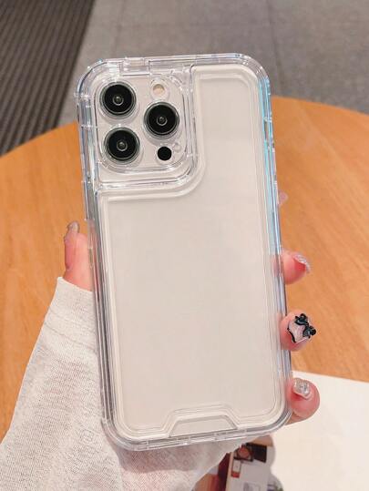 Apple 1pc Transparent Pc+Tpu Material Triple Protection Phone Case With Camera Protection, Four Corner Anti-Falling Design And Back Airbag Anti-Fall Function Compatible With IPhone