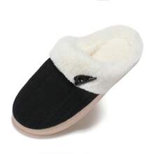 NineCiFun Women's slippers antiskid home cotton slippers memory foam slippers outdoor indoor warm comfortable plush lining bedroom slippers - 黑色 - 查看 3