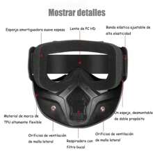 Motorcycle Helmet Driving Goggles With Detachable Face Shield, Removable Face Mask Goggles, Visor With Mouth Filter And Adjustable Non-Slip Strap, Motocross Accessory - 彩色 - 查看 6