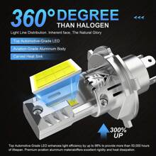 H4 9003 Led汽車頭燈燈泡,100w 24000lm 6000k冷白色600%亮度h4 / 9003 / Hb2 Led Canbus高低檔與風扇即插即用,2入組 - 灰色 - 查看 6