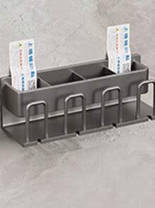 1pc Wall-mounted Toothbrush Holder For Electric Toothbrushes In Bathroom, Space Aluminum Material (double Cup Holders) - 2 people - View 7