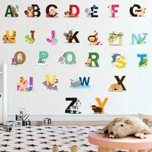 Cartoon Colorful Animals 26 Letters Alphabet Wall Stickers for Kids Rooms Home Decor Children Wall Sticker Nursery Room Decoration Accessories - Multicolor - View 1