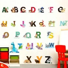 Cartoon Colorful Animals 26 Letters Alphabet Wall Stickers for Kids Rooms Home Decor Children Wall Sticker Nursery Room Decoration Accessories - Multicolor - View 5