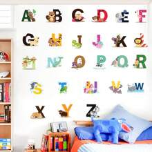 Cartoon Colorful Animals 26 Letters Alphabet Wall Stickers for Kids Rooms Home Decor Children Wall Sticker Nursery Room Decoration Accessories - Multicolor - View 6