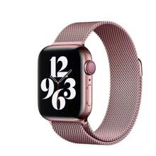 Stainless Steel Mesh Loop Magnet Closure Replacement Watchband Compatible With Apple Watch Series Ultra Se 8 7 6 5 4 3 2 1, Available For Size 38mm, 40mm, 41mm, 42mm, 44mm, 45mm And 49mm, Unisex - Pink - View 1