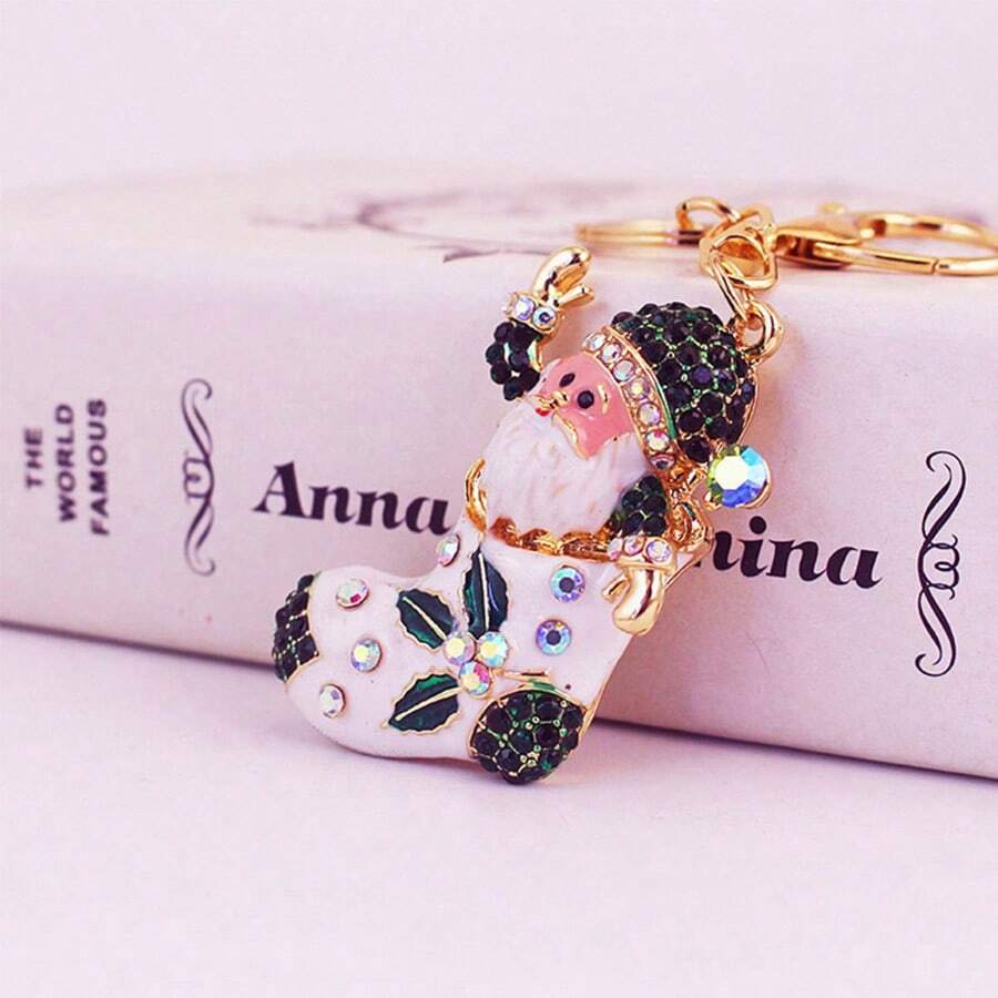 Pha lê Đồ trang trí Rhinestone Nhiều màu Ông già Noen Khởi động Móc chìa khóa Đối với Của phụ nữ Cái túi Đồ trang trí , Quà tặng bạn gái , Đồ treo xe hơi , Bạn trai Qủa tặng , Móc chìa khóa - màu xanh lá - Xem 1