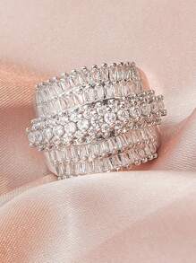 Anillo zirconia cúbica - Plateado - Ver 14