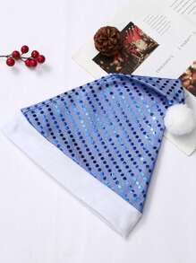 1 件彩色串珠成人鹿角聖誕帽,雙面亮片翻蓋帽裝飾,聖誕閃閃發光帽子 - 藍色 - 查看 3