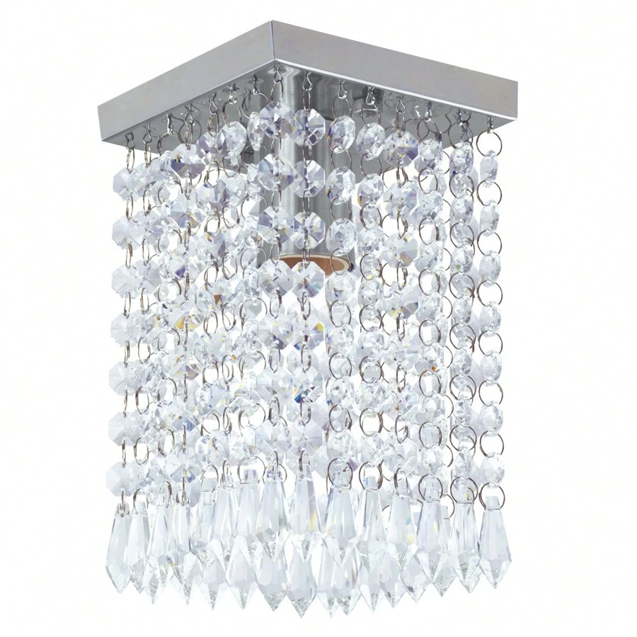 Lustre Clearcrilic Auroraa de Cristal Acrilico Quadrado - Prata - Visão 1