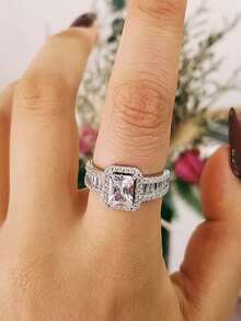 1pc Fashionable Elegant Women'S Ring, Suitable For Shopping And Parties, Gift For Valentine'S Day, Christmas, Thanksgiving R4607b - White - View 2