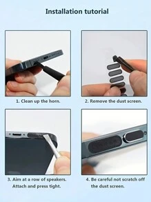 6pcs/set Phone Dustproof Accessories: Net For Ear Speaker, Sticker For Charging Port, Tool For Cleaning And Plucking, Cover For Earphone And Front Camera - Multicolor - View 5