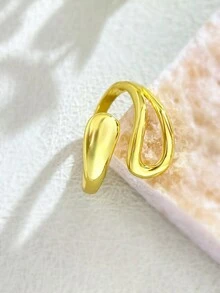 1 件裝水滴光澤可調式女裝戒指 925 純銀時尚優雅女式珠寶禮物 - 金色 - 查看 3