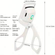 Electric Heated Eyelash Curler Long-Lasting Curl Electric Eye Lash Perm Eyelashes Clip Eyelash Curler Device Makeup Tools - White - View 4