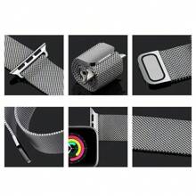 Stainless Steel Mesh Loop Magnet Closure Replacement Watchband Compatible With Apple Watch Series Ultra Se 8 7 6 5 4 3 2 1, Available For Size 38mm, 40mm, 41mm, 42mm, 44mm, 45mm And 49mm, Unisex - Pink - View 6