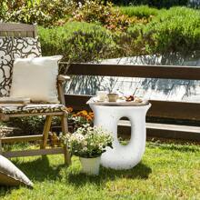 BingoPaw Side Table White Sofa Table Imitation Wood, Cream White Side Table Modern Small Table For The Living Room Bedroom 42.5*33*45cm - White - View 5