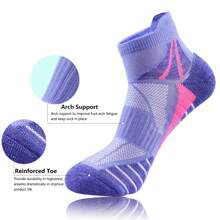6 Paar Damen Sportstrümpfe, mehrfarbige Mesh atmungsaktive Knöchel Sneaker Socken mit dicker Polsterung und Stoßabsorption, geeignet für Fitnessstudio, Sport und Alltag