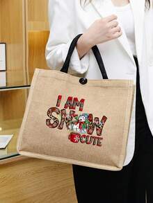 Túi tote vải lanh in chữ dễ thương I Am Snow, lấy cảm hứng từ mùa đông tuyết, túi tote vải lanh, túi tote vải lanh dành cho nữ, túi vải bố, túi quà thông thường, túi mua sắm thời trang, túi quà hoa văn đầy màu sắc, túi mua sắm đa chức năng - phong cách, túi tote vải lanh đơn giản , Túi mua sắm hàng tạp hóa tái sử dụng, Túi quà tặng đầy màu sắc ngày lễ - Màu Khaki - Xem 2