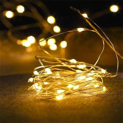 1pc Led Copper Wire String Lamp, With Battery Box, Waterproof Non-Conductive, Flower Cake Decorative Lights String, Decorative Atmosphere Lighting String, High Brightness, Long Life Beads Outdoor Lights Fairy Lights, Christmas Lights