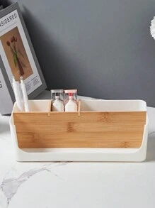 1 件装白色桌面整理盒可拆卸单独收纳盒适用于办公用品、梳妆台、浴室台面 - 白色 - 查看 6