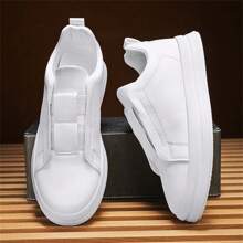 New Men's Slip-On Sneakers, Sporty And Casual White Shoes - White - View 6