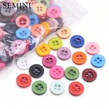 SEMINI 100入/批樹脂縫扣,圓形9/10/11mm縫扣,縫扣配件手工兒童縫扣手作diy - 9mm NO006(100顆) - 查看 10