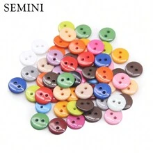 SEMINI 100入/批樹脂縫扣,圓形9/10/11mm縫扣,縫扣配件手工兒童縫扣手作diy - 9mm NO006(100顆) - 查看 5