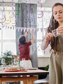 6pcs Hanging Swirl Decorations, Party Spiral Streamers For Ceiling, Weddings, Showers, Birthdays,Christmas - Gold - View 8