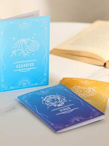 12pcs/Set Zodiac Signs Birthday Greeting Card Collection, Zodiac Signs Pattern, Twelve Constellations Pattern, Astrological Sign Patttern, Birthday Greeting Card For Friends, Greeting Card, Birthday Card - Multicolor - View 3