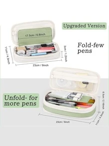 Estuche para Lápices, Lapicera Organizador de Lápices de Gran Capacidad, Estuche de Doble Capas, Expandible Organizador de Escritorio de Papelería para Escuela Oficina Trabajo - Verde - Ver 4