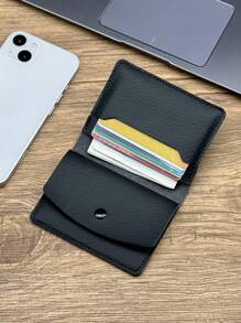 簡約超薄黑色零錢包由超纖維皮革和超柔軟製成,便攜,男士和女士多功能卡和零錢包,信用卡錢包 - 黑色 - 查看 1