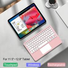 1 件粉色触摸板无线键盘阿拉伯语西班牙语葡萄牙语法语德语韩语键盘适用于平板电脑 iPad 可充电 11.5 英寸~12.9 英寸触控板键盘适用于 iOS Android Windows 适用于 Surface 平板电脑手机蓝牙键盘便携式轻量键盘 - 粉色 - 查看 1