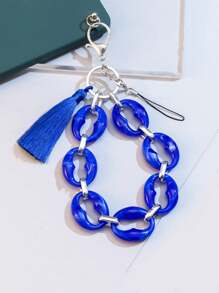 Fashion Fringed Keychain Lanyard - Blue - View 1