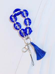 Fashion Fringed Keychain Lanyard - Blue - View 3