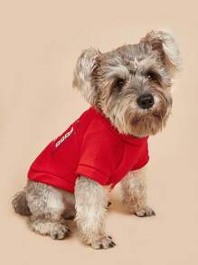 1pc Pet New Year Red Pullover Hoodie, Warm Clothes For Dogs And Cats, Suitable For Small Pets, New Year Gift