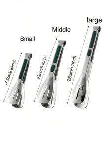 1pc Stainless Steel Food Tongs, Restaurant Bbq Clip, Kitchen Triple Row Steak Food Clip, Grill Tongs Baking Tools For Bread Cake Bbq - Green - View 8