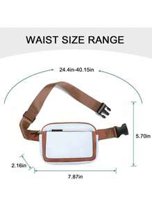 防水可調節皮帶迷你胸包,拉鍊扣飾多功能腰包,PU皮革象牙白色腰包 - 白色 - 查看 5