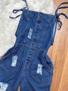 Women Denim Overalls & Jumpsuits - Rửa tối - Xem 3