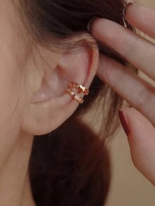 一對純 S925 銀復古簡約奢華幾何鍍 18k 玫瑰金耳環女式時尚時尚細耳圈簡約個性日常生活派對珠寶禮物 - 玫瑰金 - 查看 5