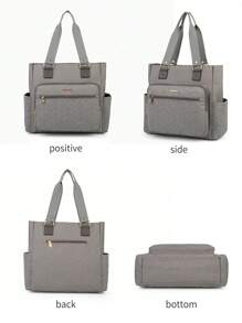 1個牛津布嬰兒尿布包,大容量多層隔間媽咪袋,適用於旅行和日常使用 - 灰色 - 查看 3