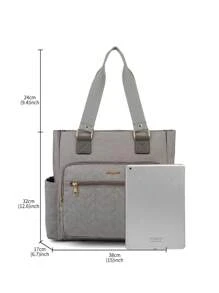 1個牛津布嬰兒尿布包,大容量多層隔間媽咪袋,適用於旅行和日常使用 - 灰色 - 查看 5