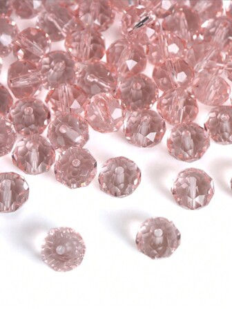Jewelry Diy Accessory Faceted Glass Crystal Beads, Light Pink