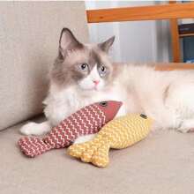 寵物玩具貓咬玩自娛性布魚造型 - 黃色 - 查看 5